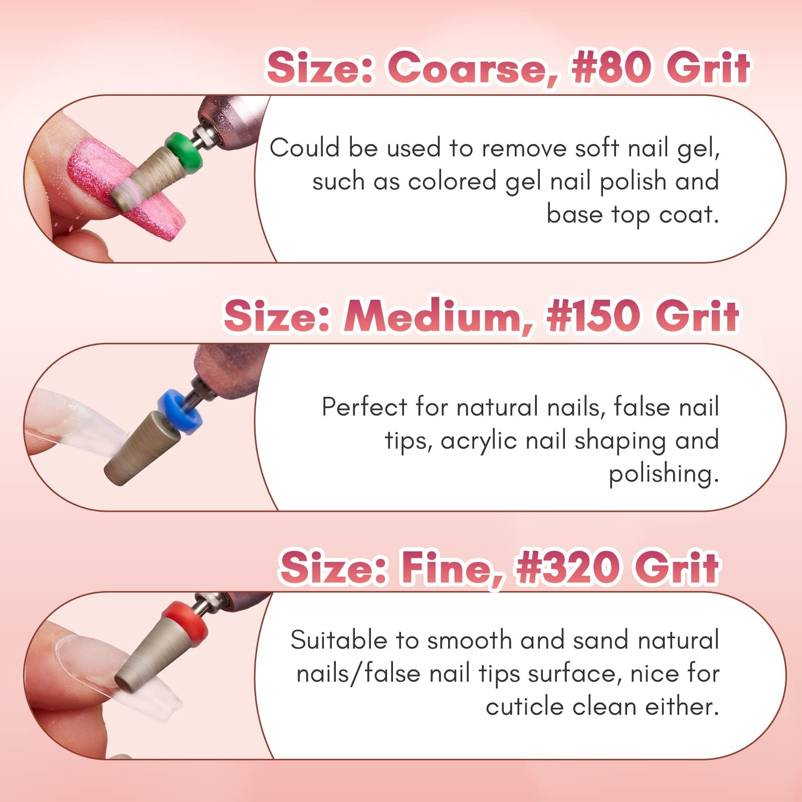 Tapered Barrel Nail Drill Bits Carbide Diamond Sanding Bit for Gel Nail Polish