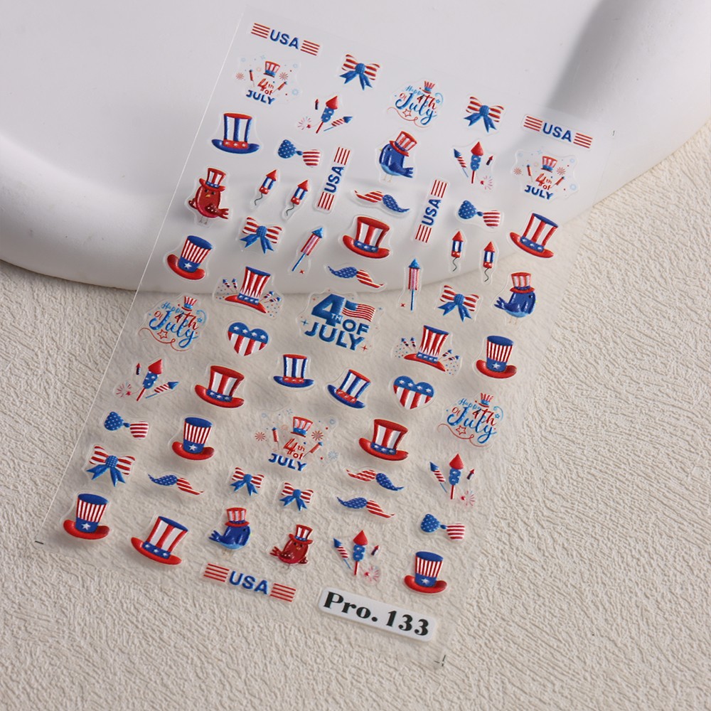 4th of July DIY Nail Stickers Independence Day Nail Art 3D American Flag Sticker