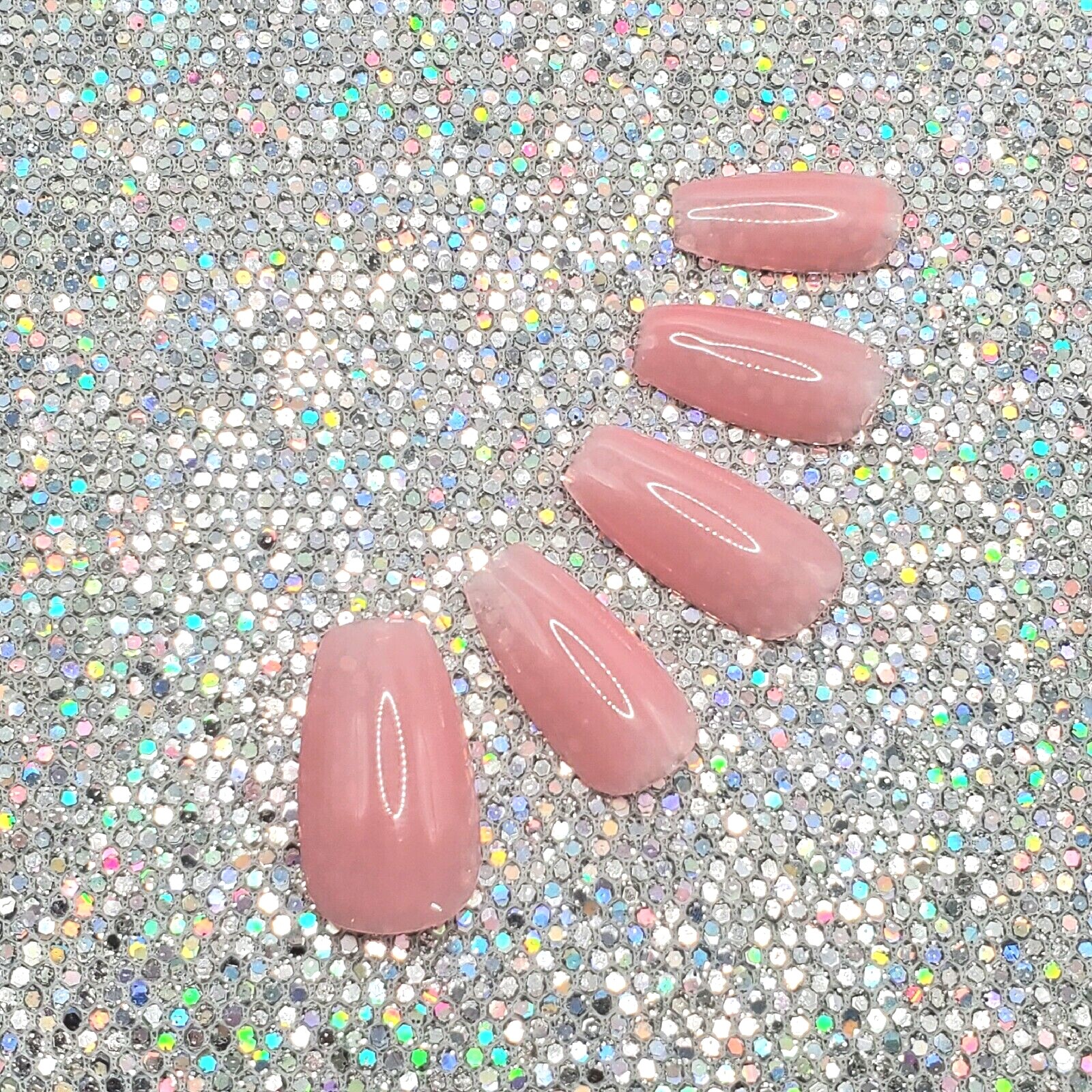 #02 Pink Jelly Nude Press On Nails | Handmade | Hard Gel Glue On Nails