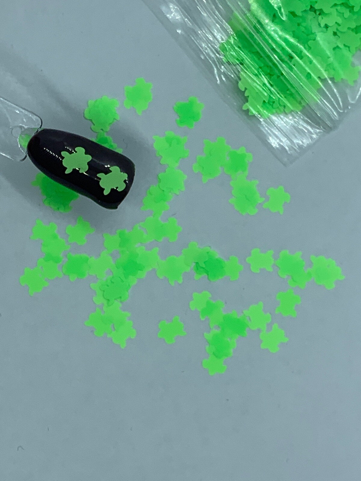 Neon Green Turtle Nail Glitter 6mm| 1 TSP | Gel Nail Art & Acrylic