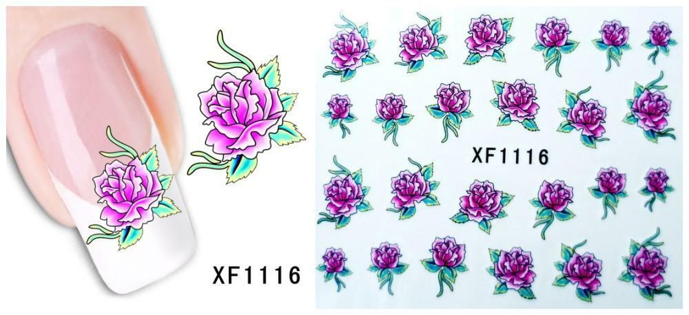 Nail Art Water Transfer Sticker Decal Stickers Pretty Flowers White Pink XF1116