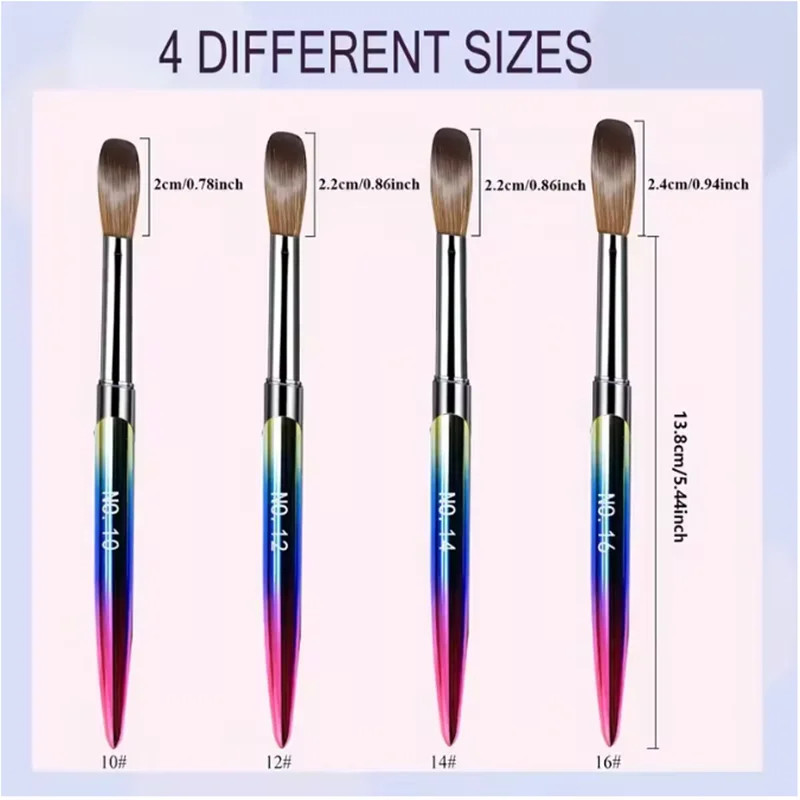 4Pcs/Set Kolinsky Sable Powder Brushes Acrylic Brushe Nail Art Brush Set