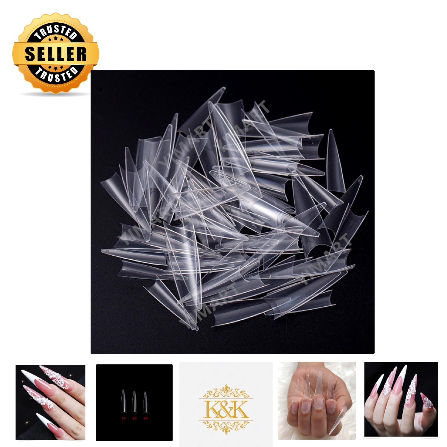 300 Pack of Stylish Middle Long Stiletto Nail Tips for Gorgeous Nail Designs