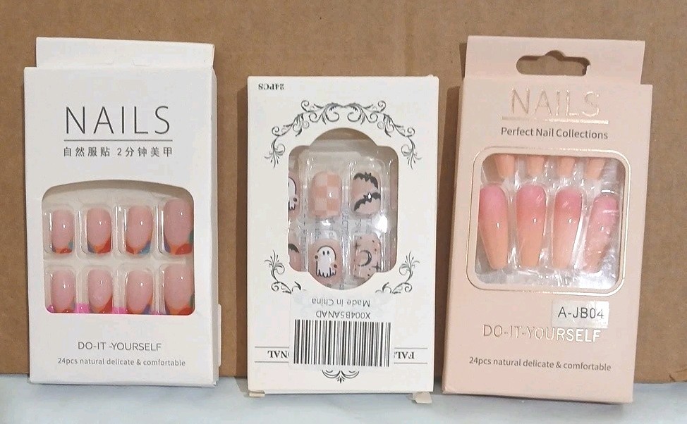 Lot Of 3 Packs – False Nails Beautiful Nail Do it Yourself 24 Pcs Each