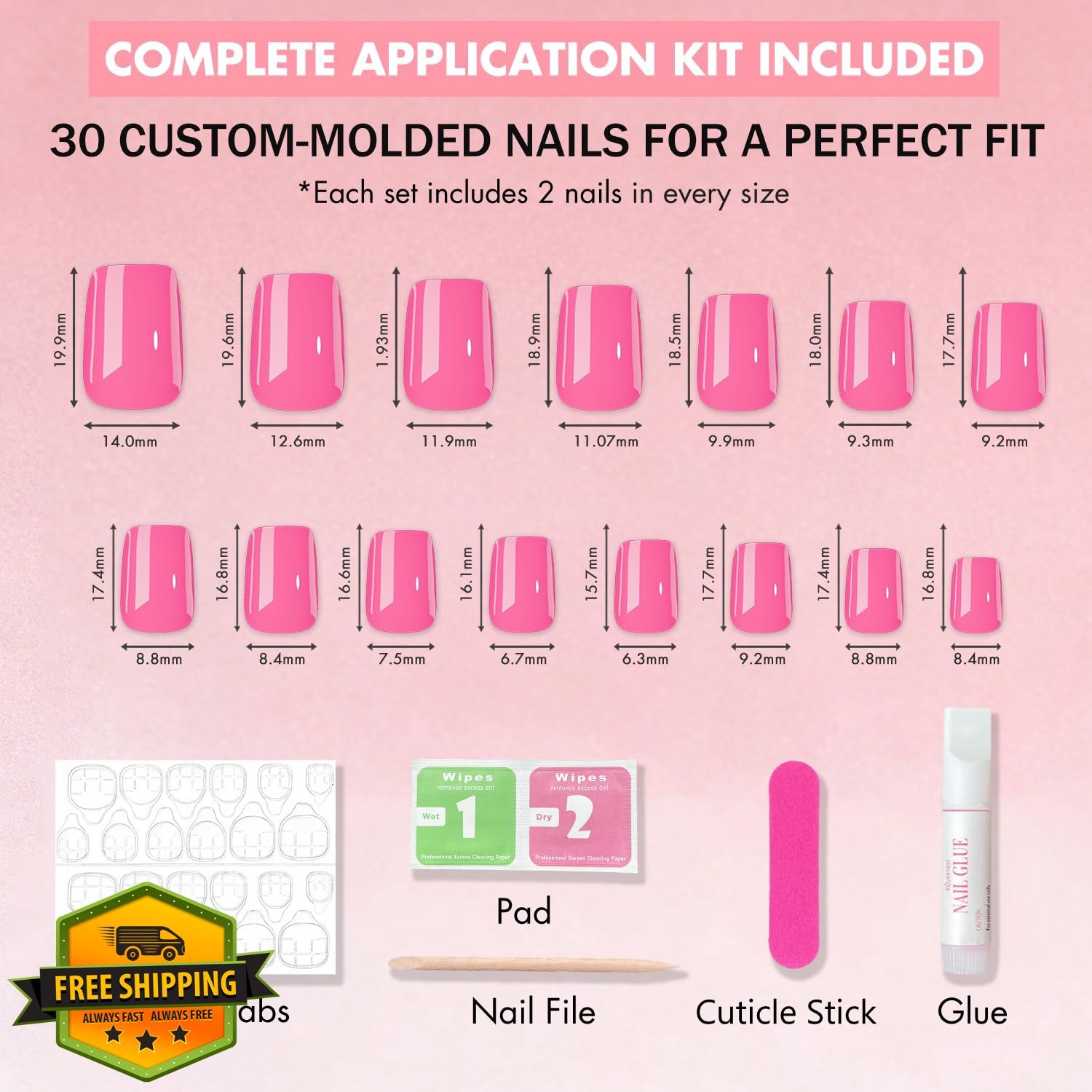 SXVME Press on Nails Medium Black French Coffin