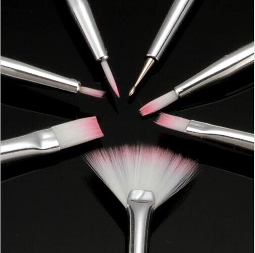7Pcs White Acrylic Nail Art Pen Tips UV Builder Gel Painting Brush Manicure Set