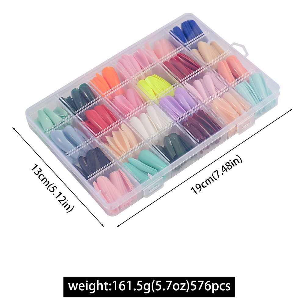 Press on Nails 24 Colors 576PCS Press on Nails Almond Matte Glossy Long Almond