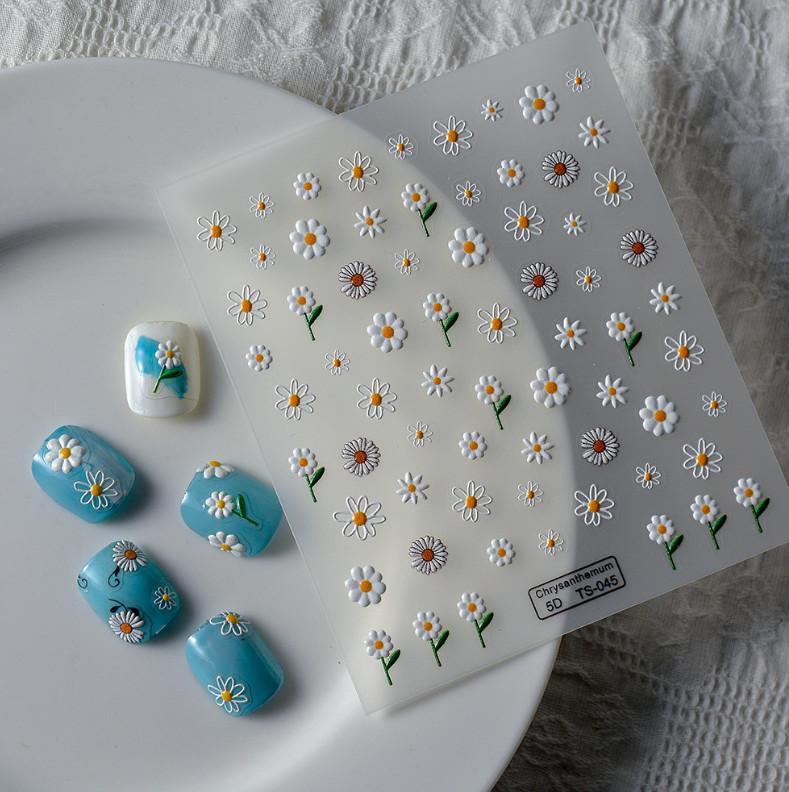 5D Sunflower Daisy Love Bee Flower Nail Art Stickers Self-adhesive NH23