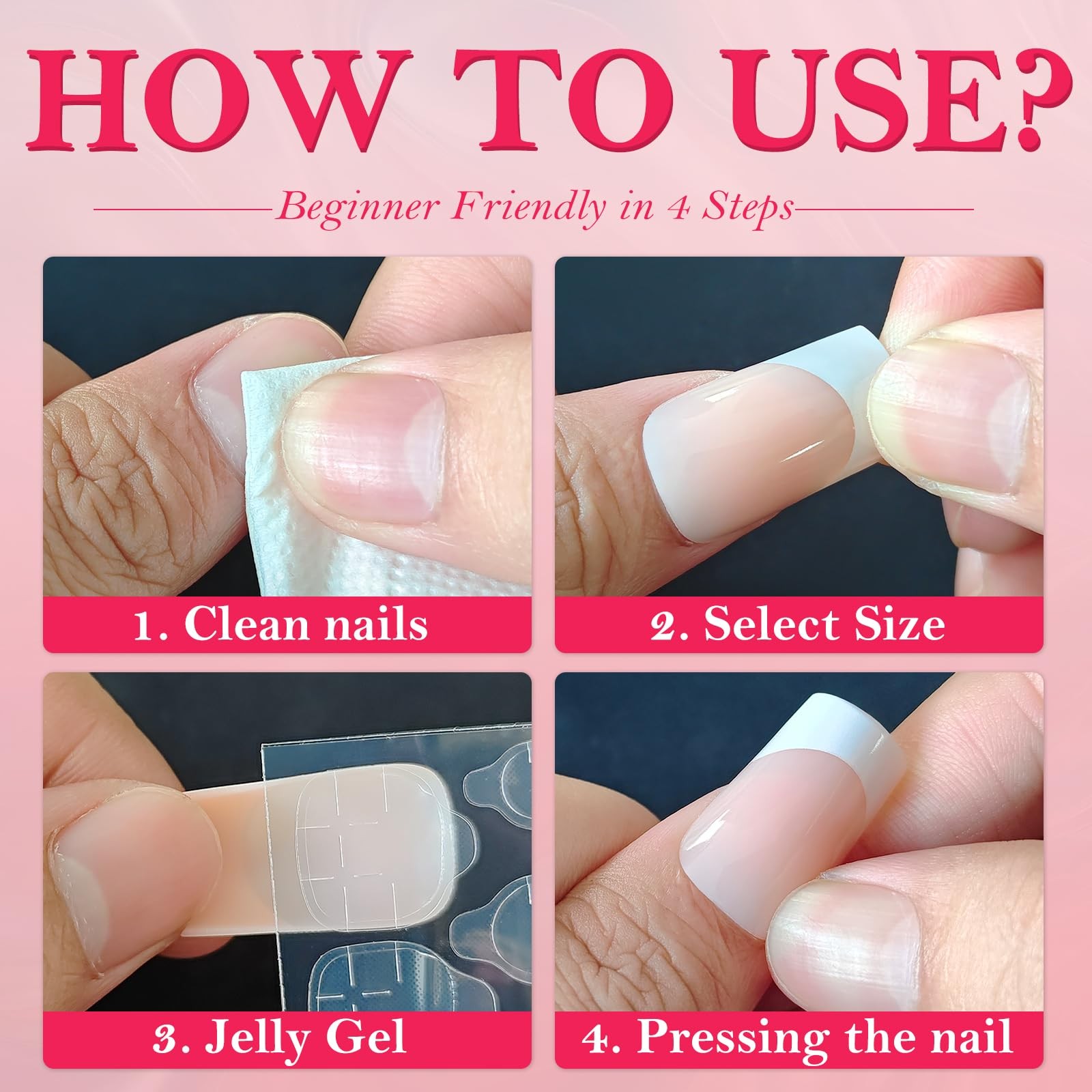 French Tip Press on Nails – 180pcs Pink Medium Almond Fake Nails Press ons Wh…