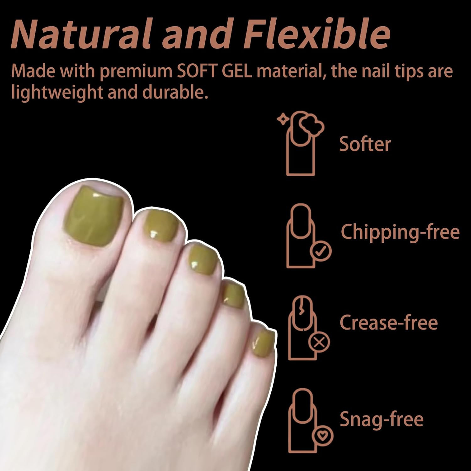 Toe Nail Tips Full Cover Clear Soft Gel Tips for Acrylic Nails Extension 550PCS