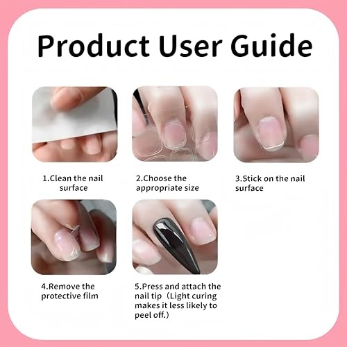 Press on Nails Short Almond Full Cover French Tips Fake Nails with dot and bow