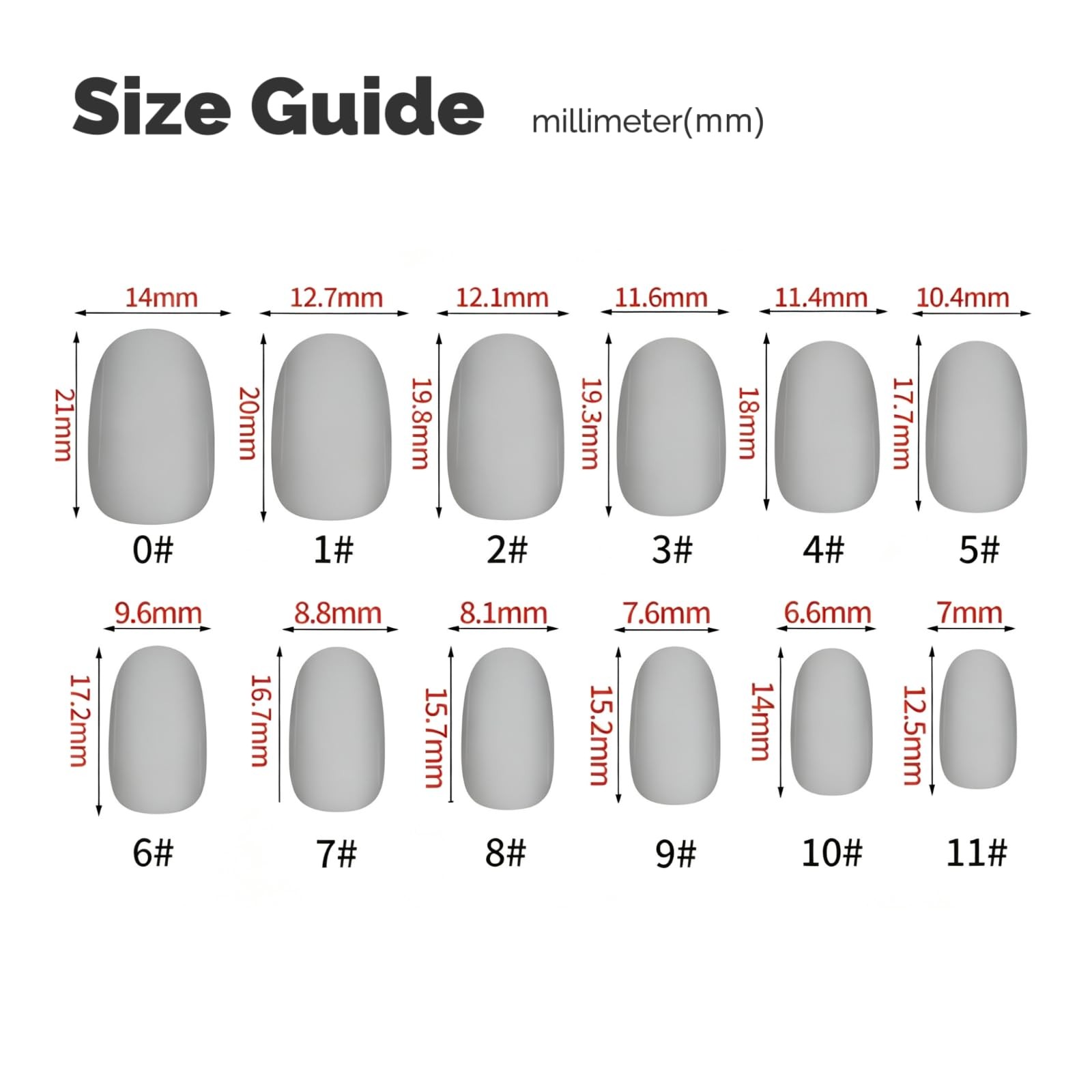 DARKMXTR Short Oval Red Glossy Fake Nails E163-Red