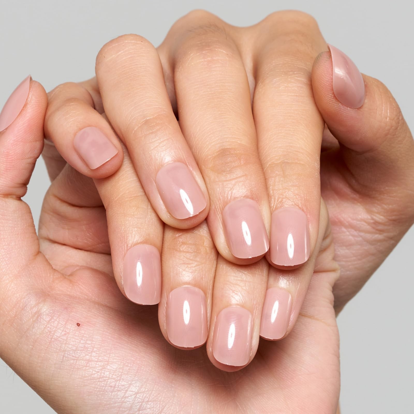 Nude Pink Short Press on Nails, Natural Extra Short Squoval Glue on Nails for…