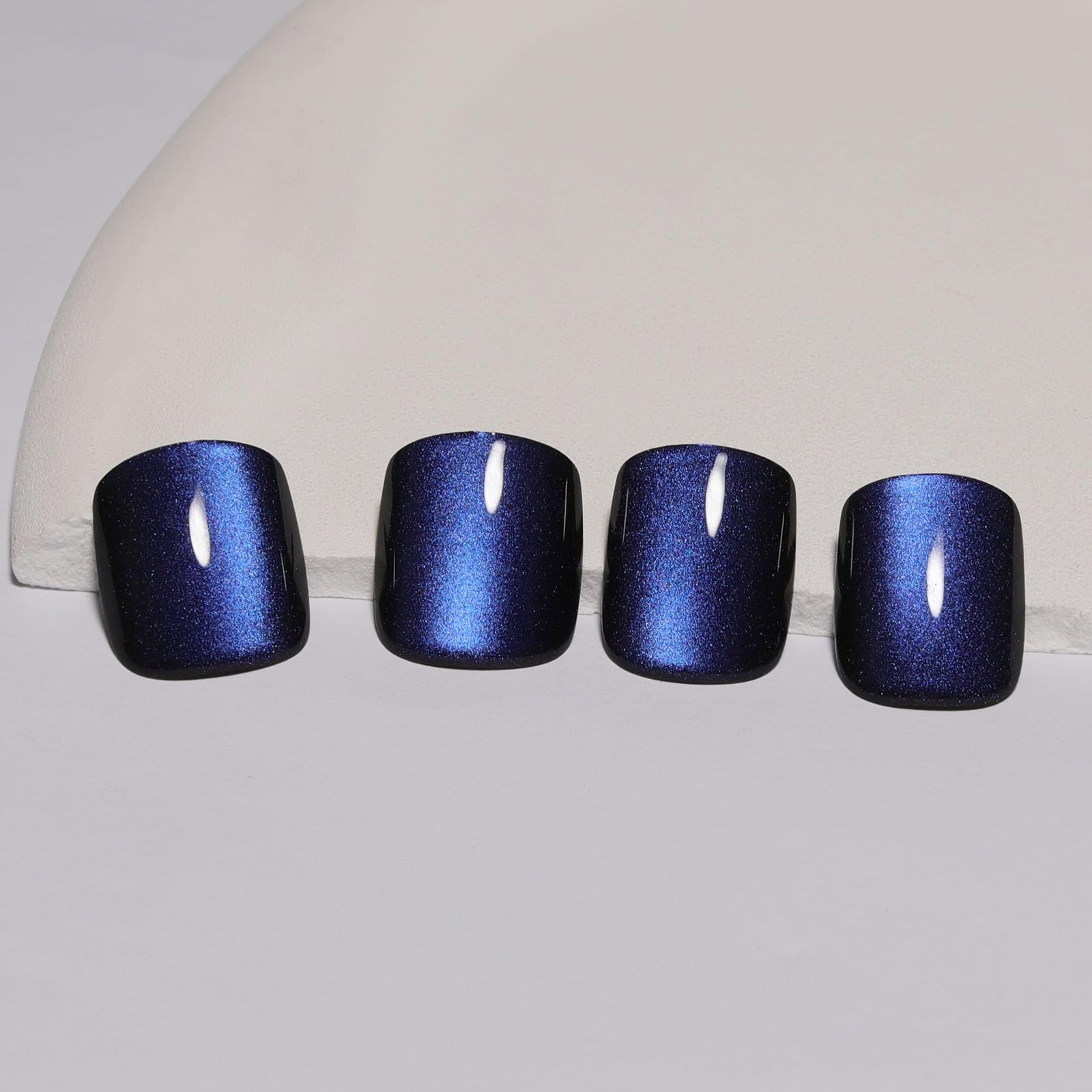 Stbisen Dark Blue Press On Nails Square, Short Cat Short, M01-Midnight Mirage