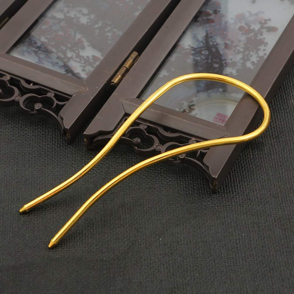 3 Pcs Simple U Shaped Metal Hair Pin Stick DIY Fork Gold,Silver
