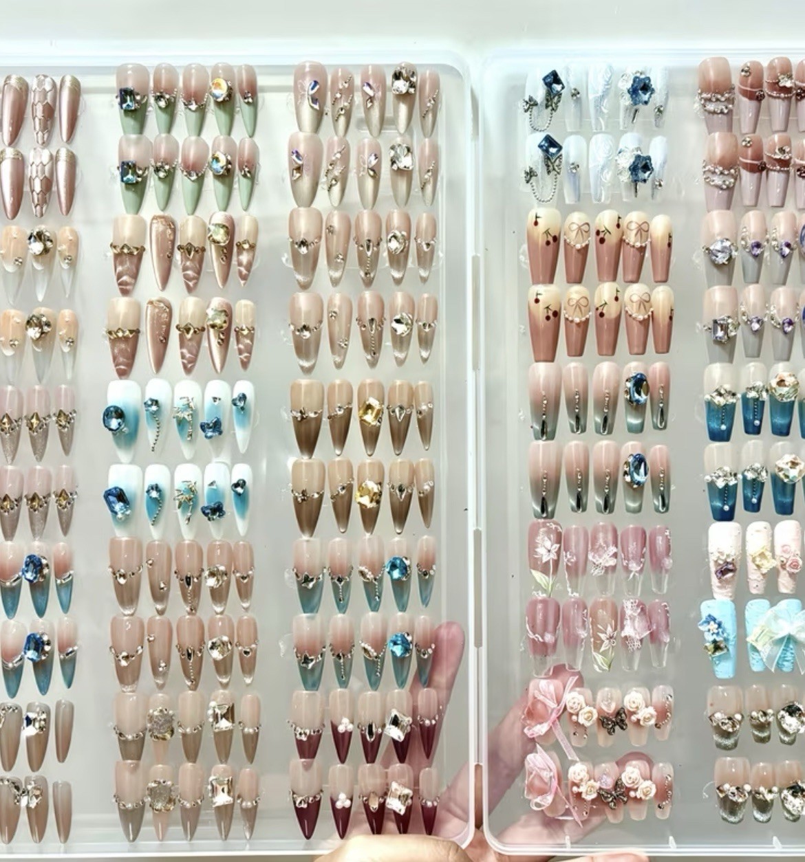 96pcs random press-on nails. 2000’s style. almond/ ballerina/tapered square/more