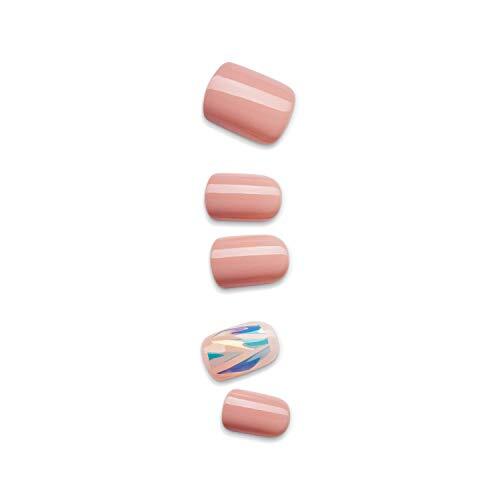 KISS No Glue Mani Press On Nails, Design, 1 Count (Pack of 1) Pink Multicolor