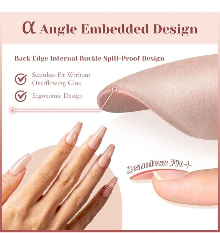 Deep Nude Coffin Nail Tips, 200 PCS Natural Brown Brown Nude Coffin Nail Tips