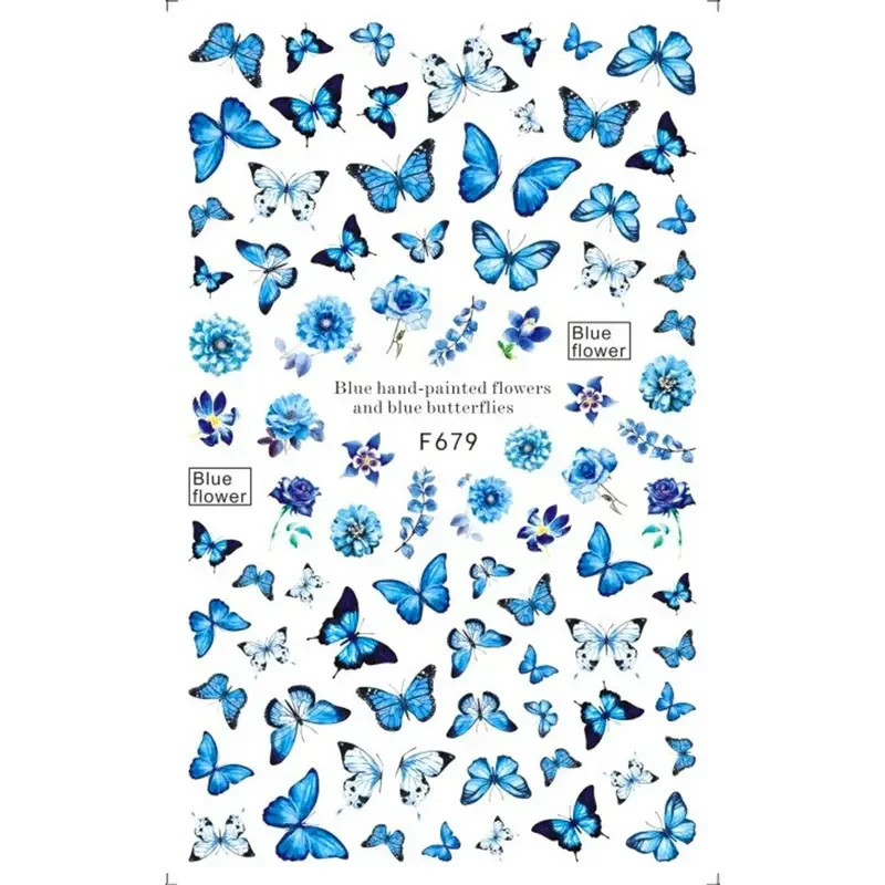Nail Art Stickers Butterfly Self Adhesive Transfers 3D Minimalist Colourful 1pc