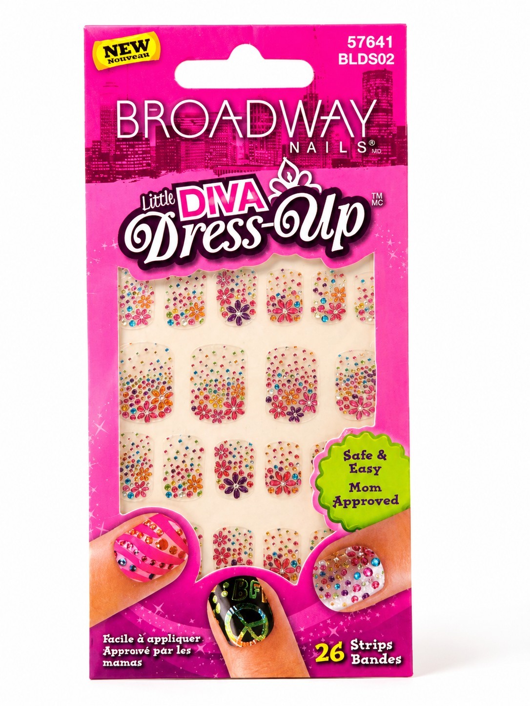 Broadway Little Diva Dress Up Nail Strips BLDS02 Cotton Candy 26 Strips NIB