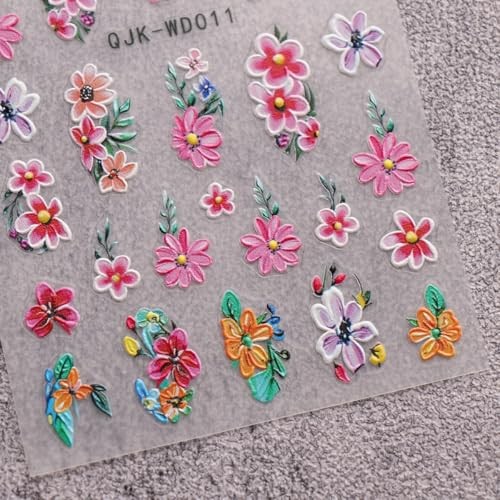 6 Sheets Flower Nail Art Stickers Decals Self-Adhesive Spring Summer Floral