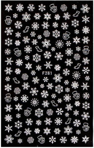 White Snowflake Snowman Christmas Snow Candy Stocking Gift 3D Art Nail Sticker