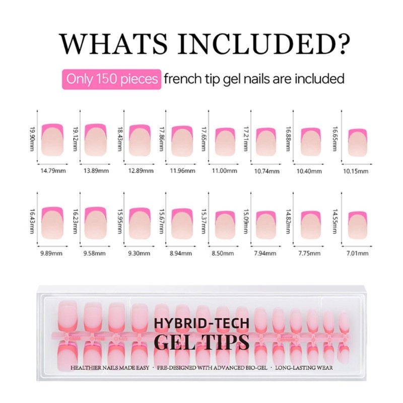 150Pcs Ergonomic French Tip Press On Nail Glossy or Matte Finish Nail Art