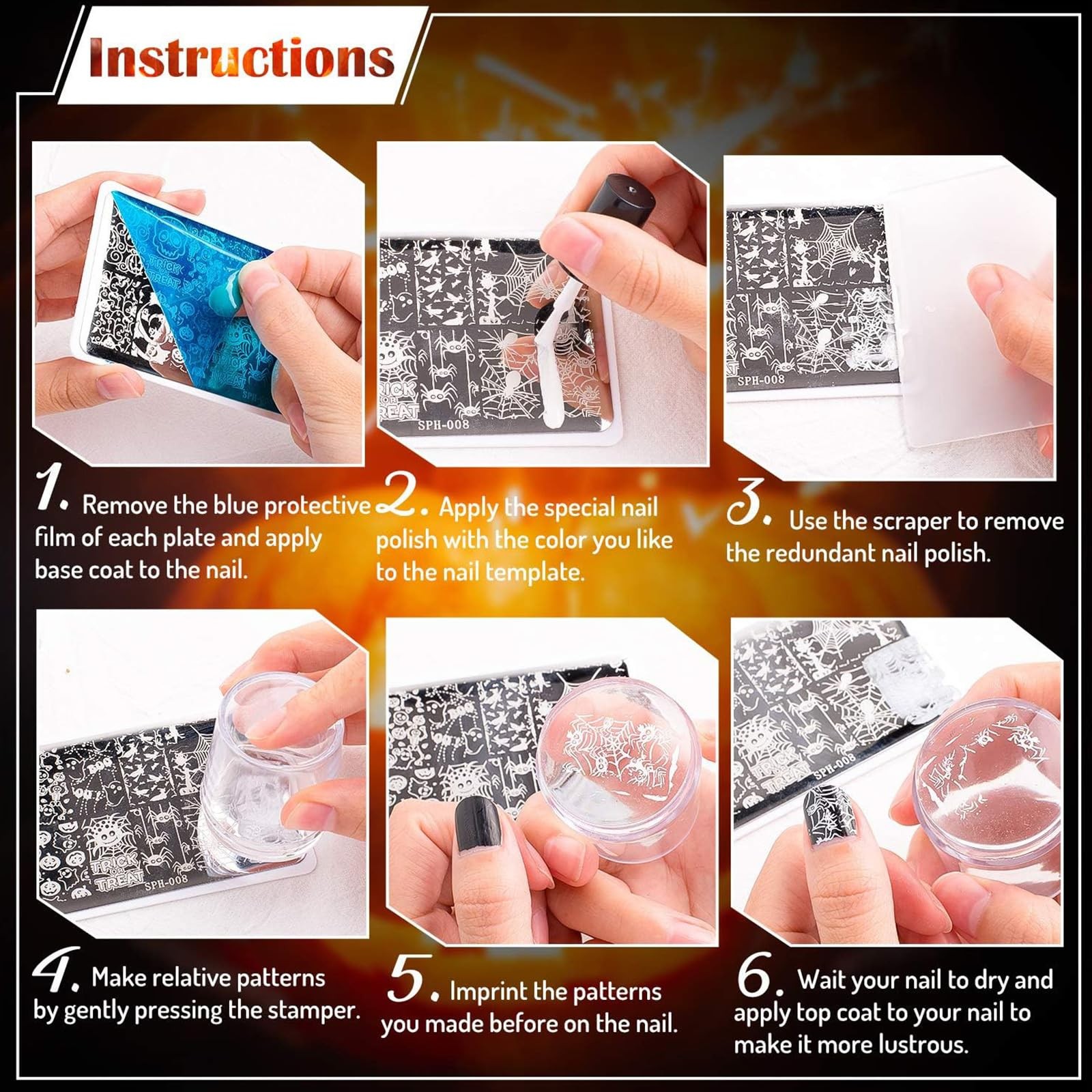 Western Nail Plates Stamping Set Cowboy Cowgirl Template for DIY Print Manicure