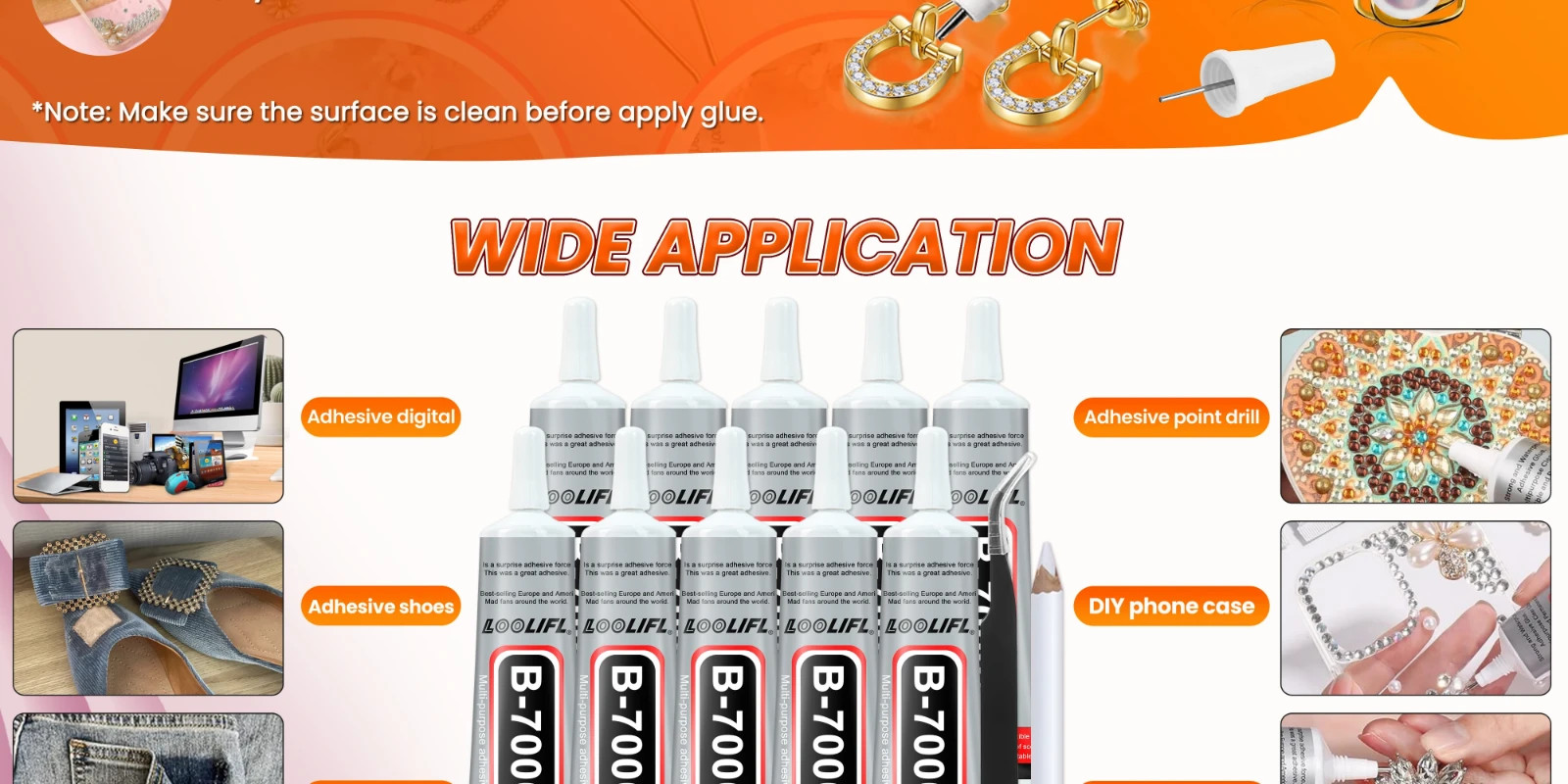 B7000 Clear Adhesive Glue High Viscosity for Rhinestone Jewelry Nail Art Craft
