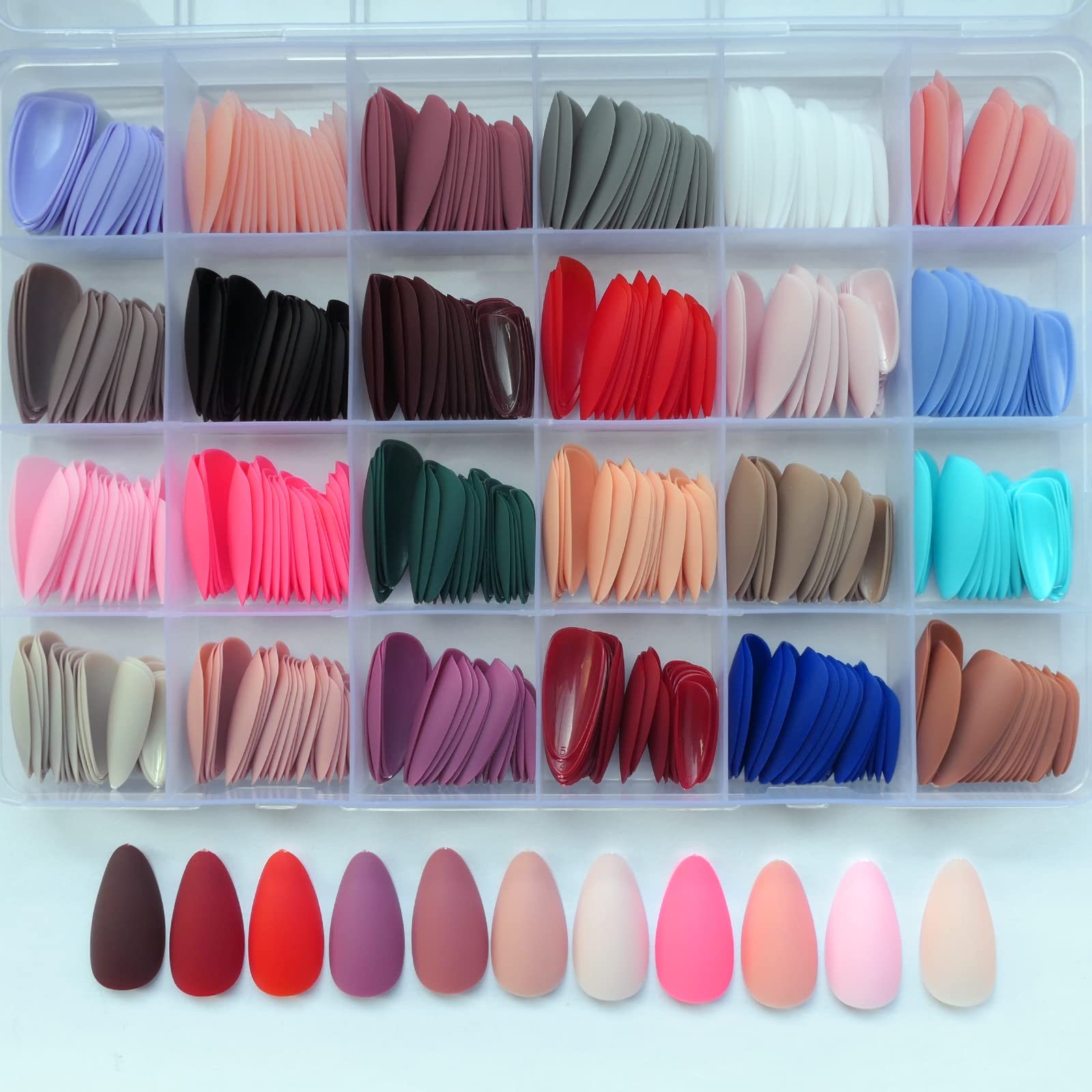 576pc Almond Press on Nails Medium Fake Nails Short Stiletto Acrylic Nails Pr…