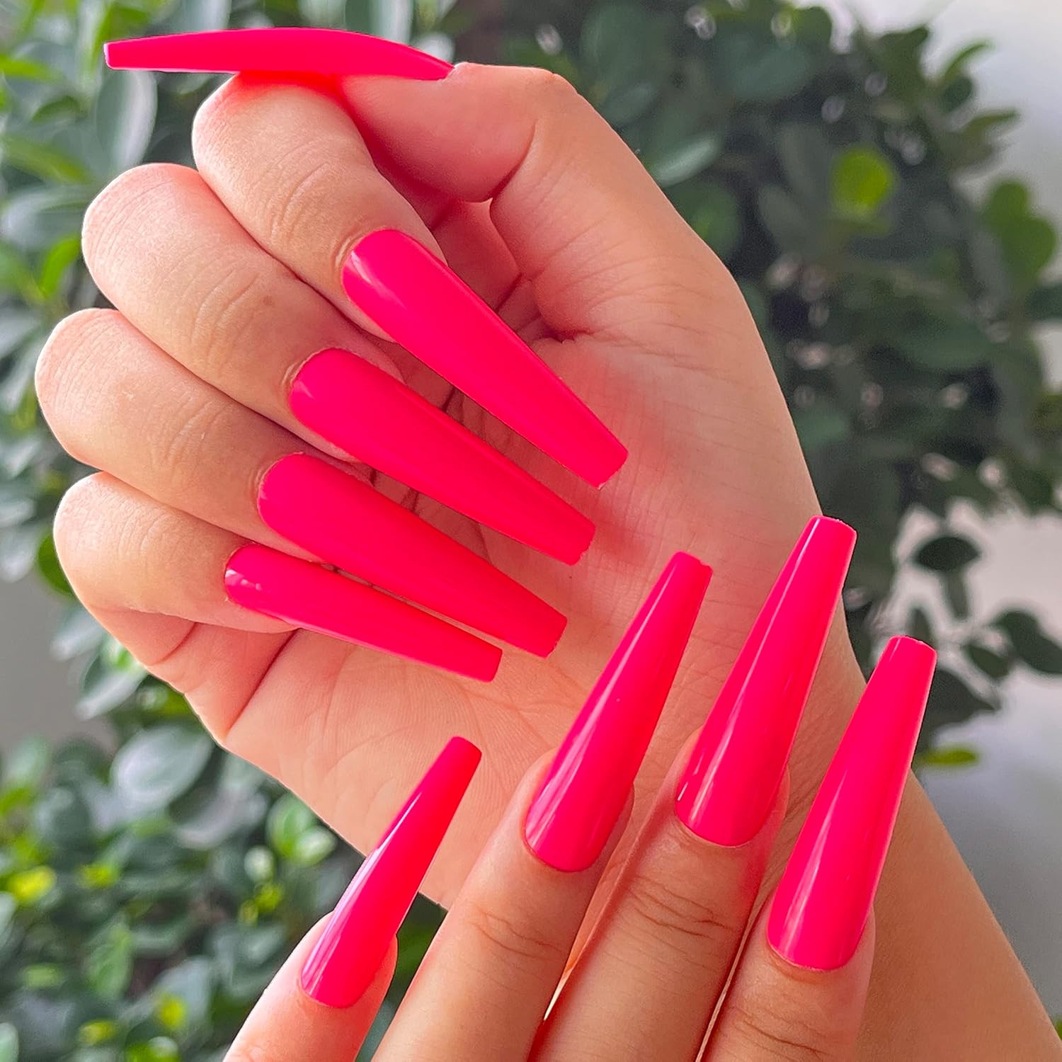 120Pc XL Coffin Press on Nails Extra Long Colored Ballerina False Nail Tips Full