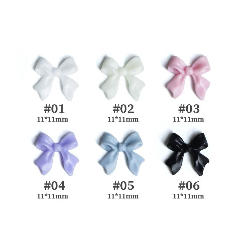 50pcs Bow Resin Nail Art Decoration 3D Long Ribbon Nail Charms