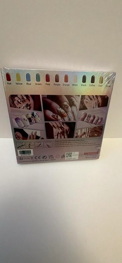 12 Colors Nail Art Pens Set 3D Nail Polish Acrylic Paint Pens Art Design
