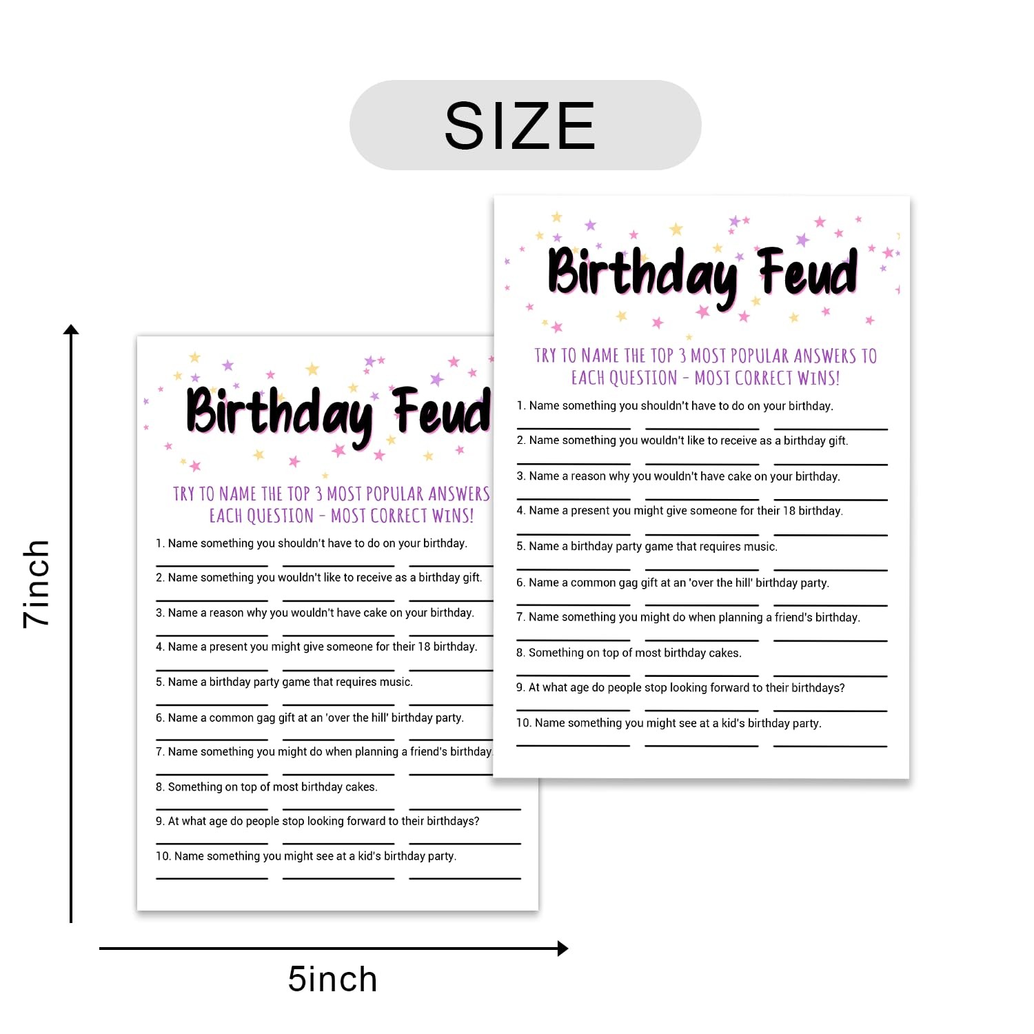 Adult Birthday Party Game, Feud Game Cards, Birthday…