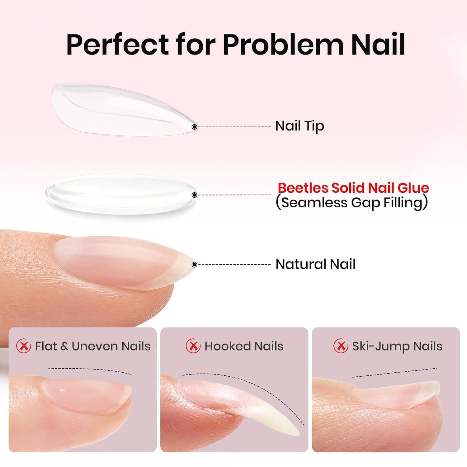 30G Solid Nail Glue Gel for Nail Tips | Hema-Free & Tpo-Free UV Nail Glue, Non-S