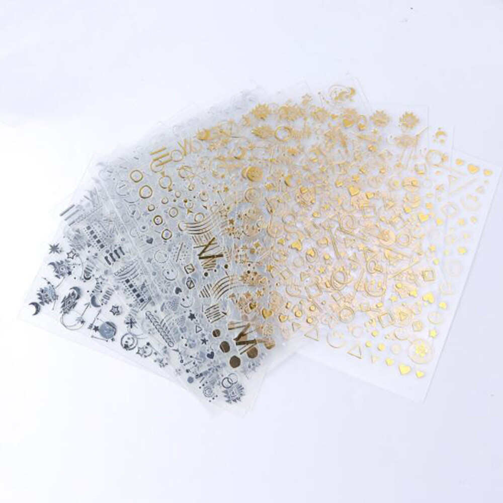 Fashion Shining Gold & Silver Pattern Nail Stickers Art Decals Decoration Women