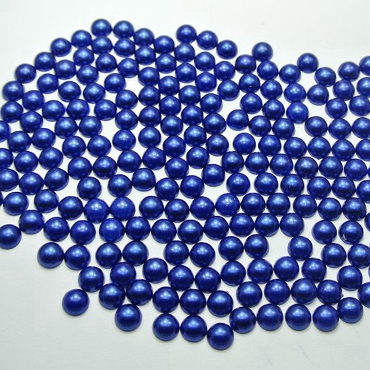 2000 Royal Blue Acrylic Half Pearl Bead 4mm Flat Back Scrapbook Flatback Nail