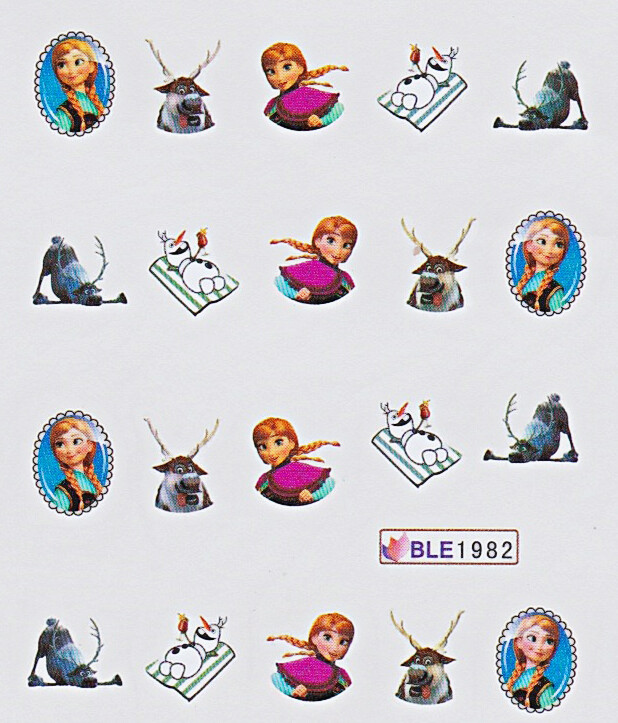 1-10 sheets Kids Nail Stickers Frozen Princess Cinderella Snow White Rapunzel