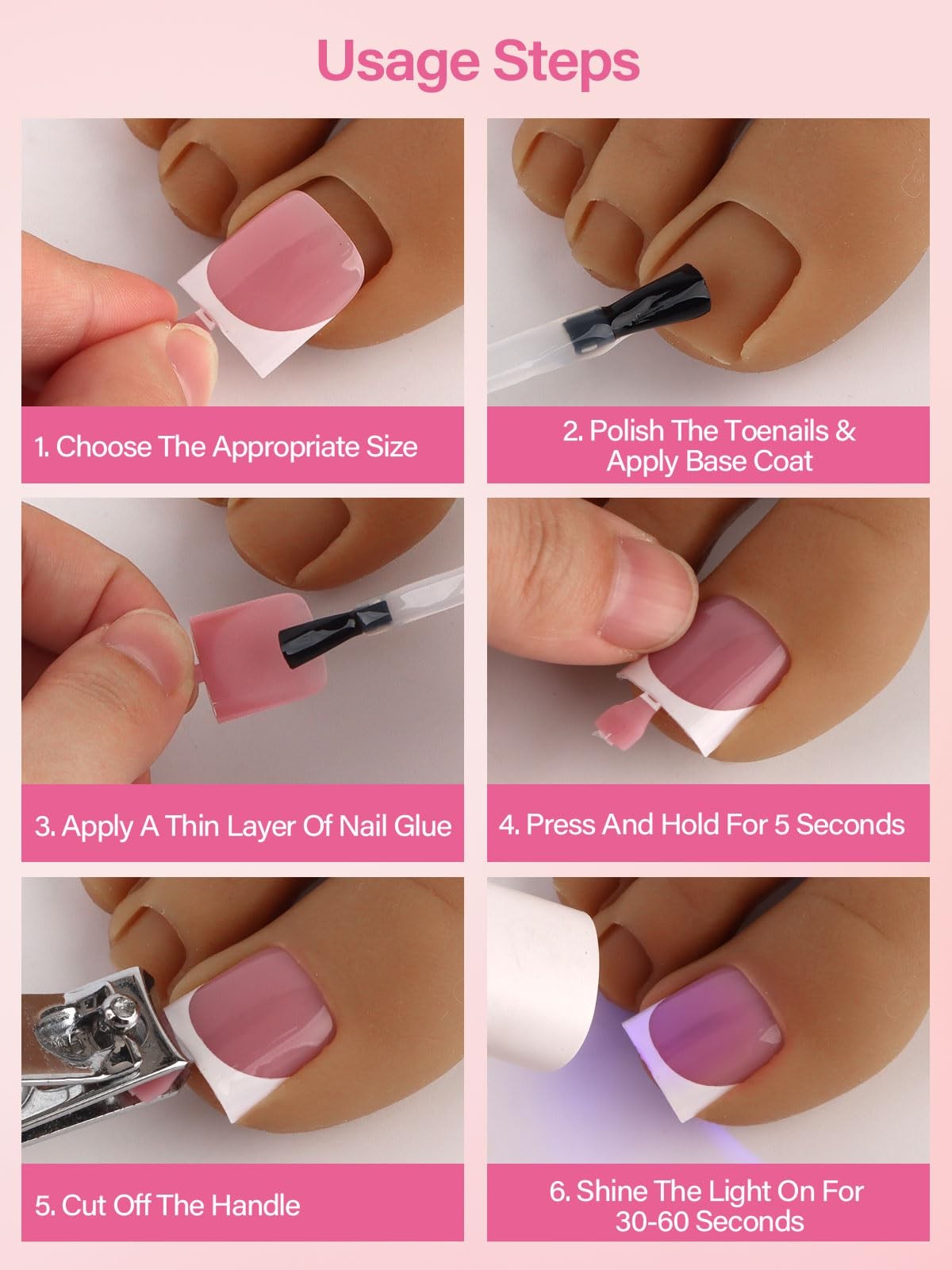 Press On Toenails French Tips, 150 Pieces Short Toe Nail Tips