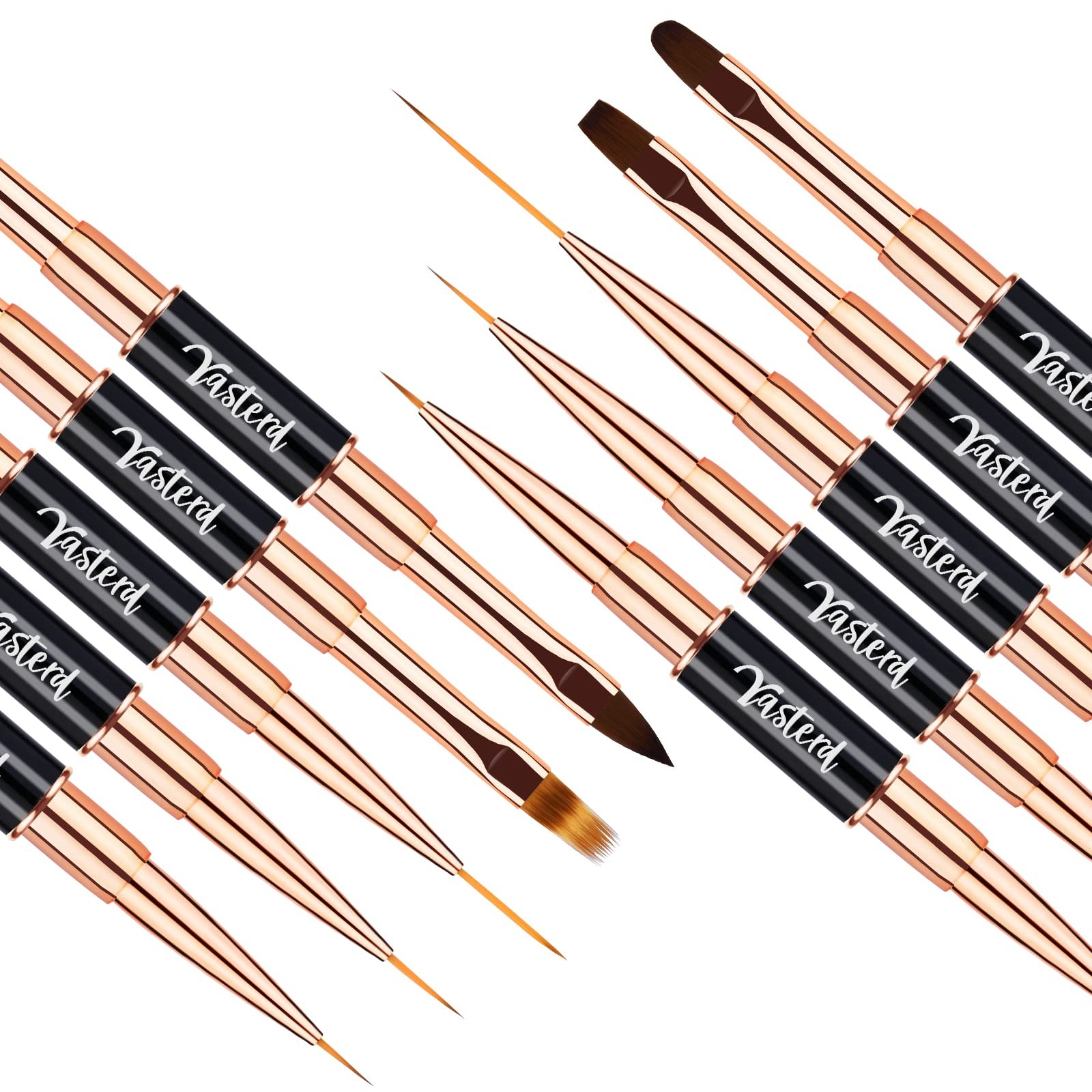 Yasterd Nail Art Brush Set Professional- 5pcs Double-Ended Nail Art Brushes f…