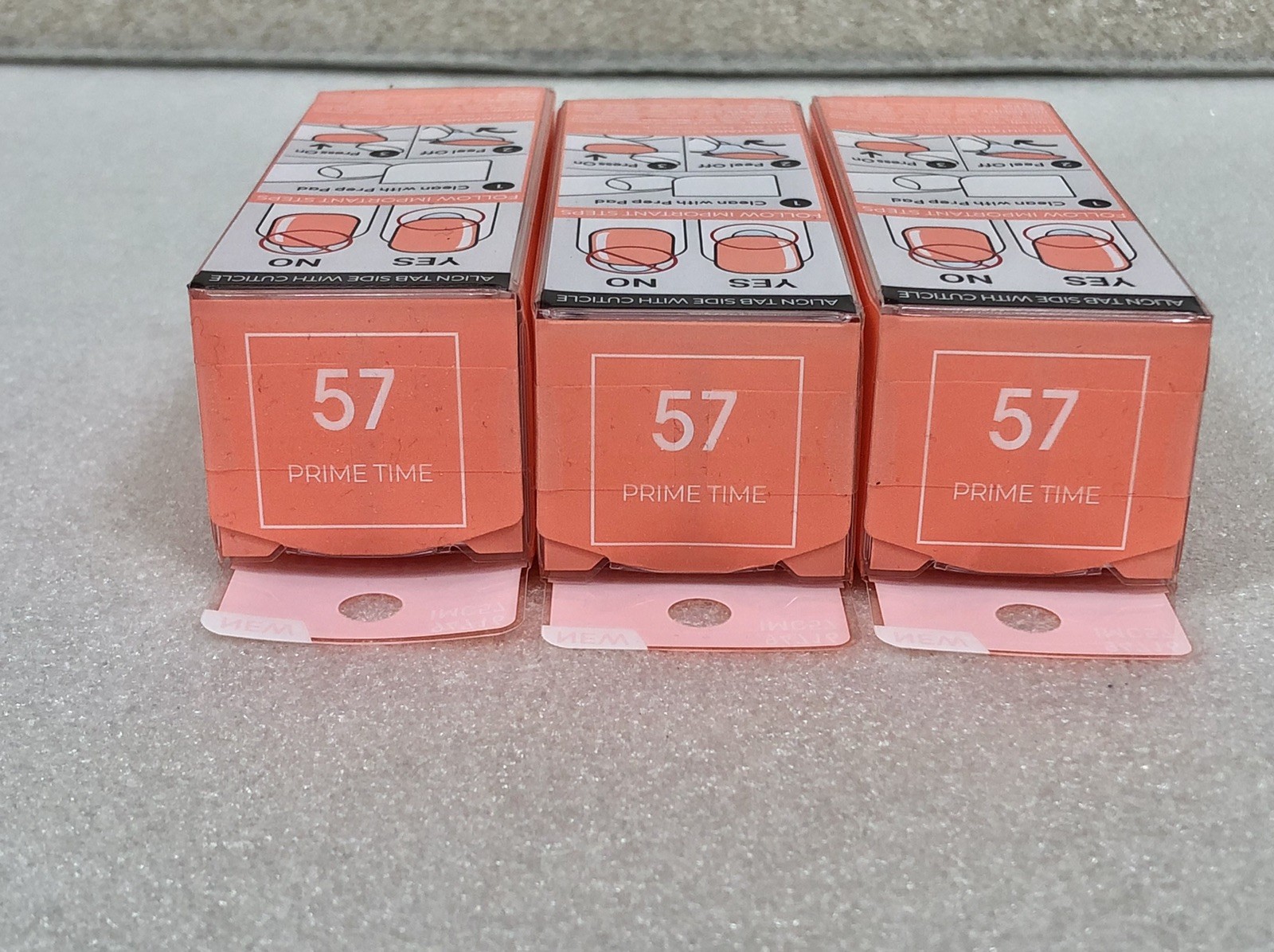 Lot of 3 imPRESS Color Press-On Nails #57 Prime Time (Neon Coral) Short NEW