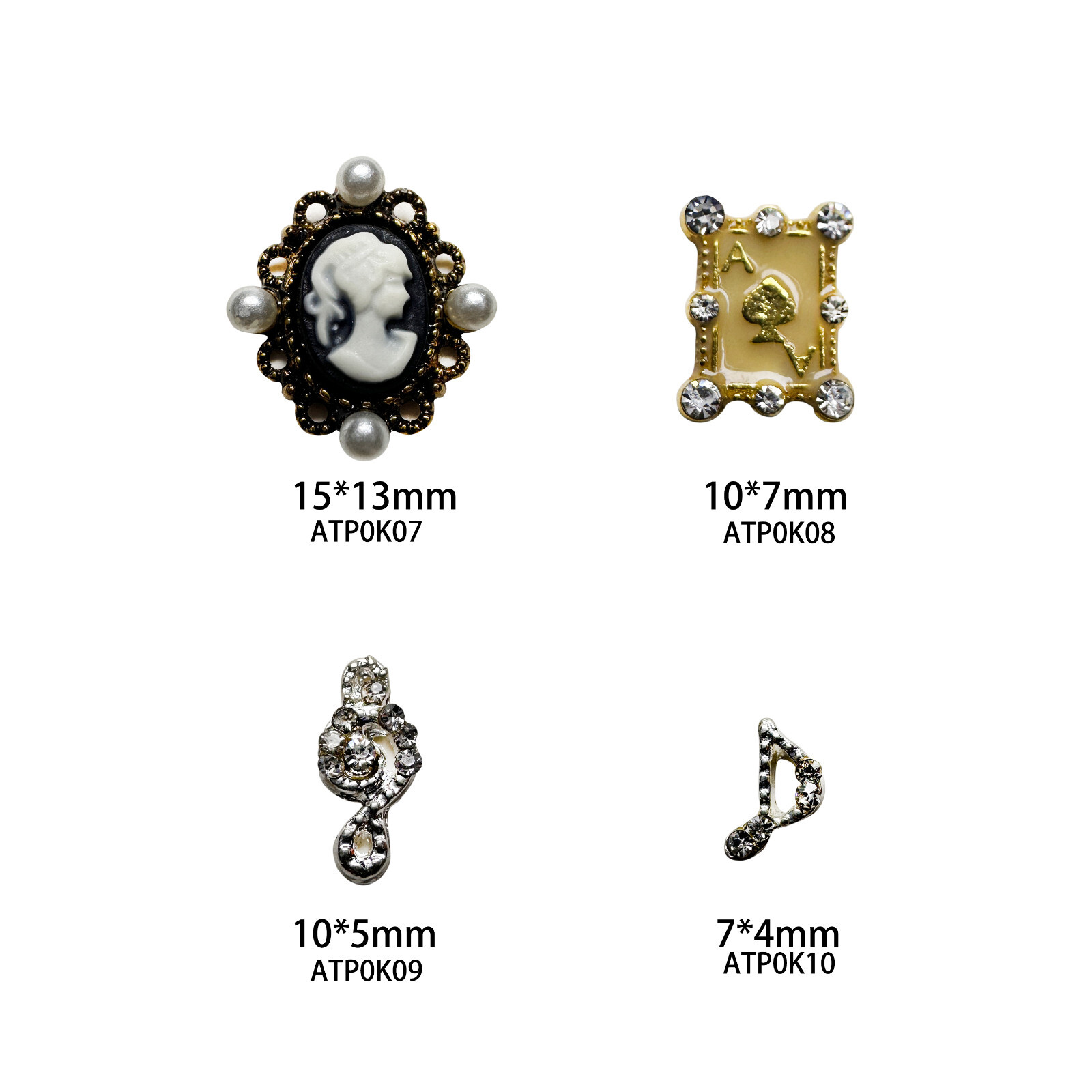 Nail Art Jewelry (Poker Heart Letter A)Mixed Style Musical Symbol 3D Nail Art