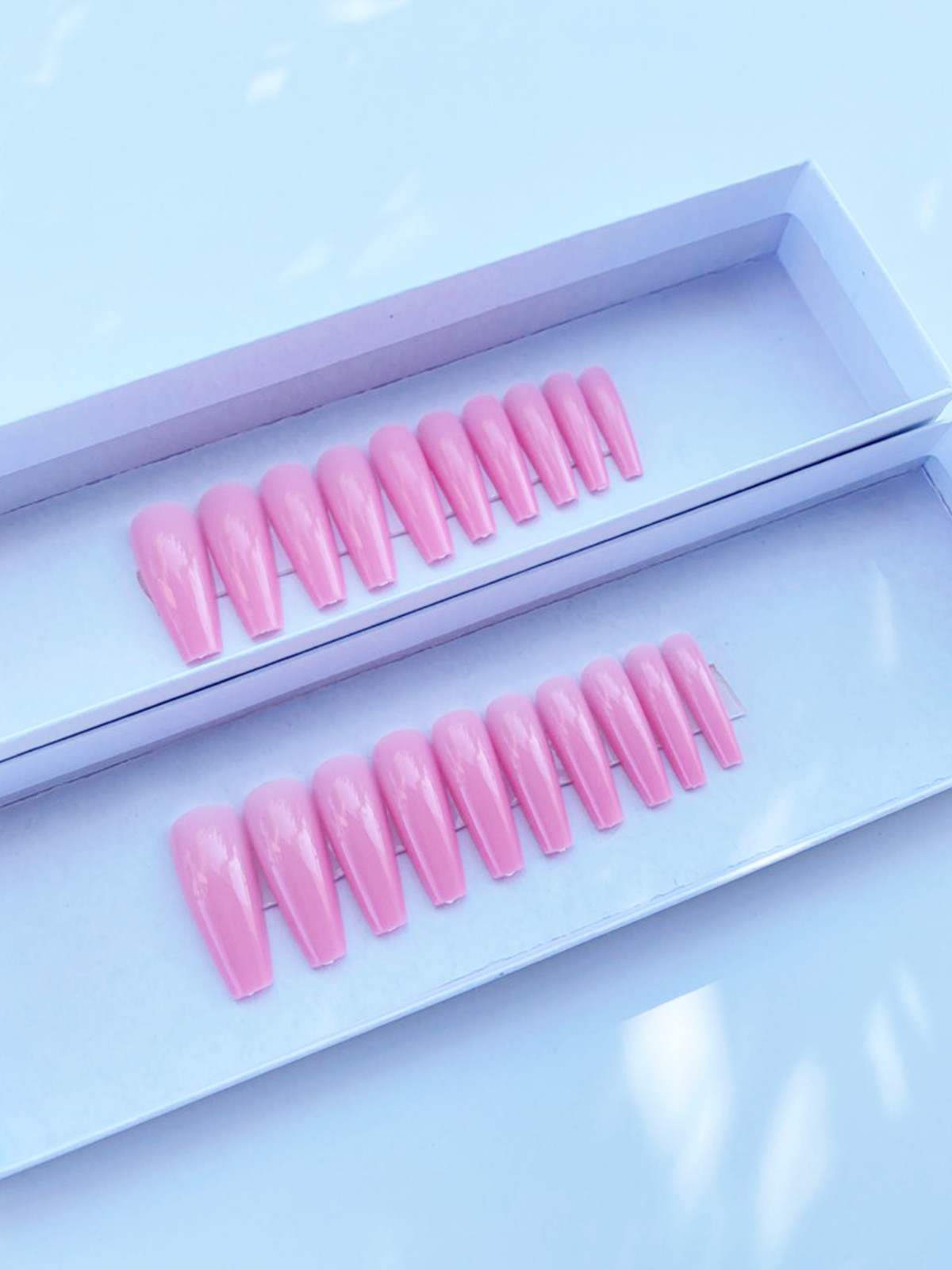 Strawberry Milk Long Coffin Ballerina Press On Nails 20pcs All Sizes with Glue