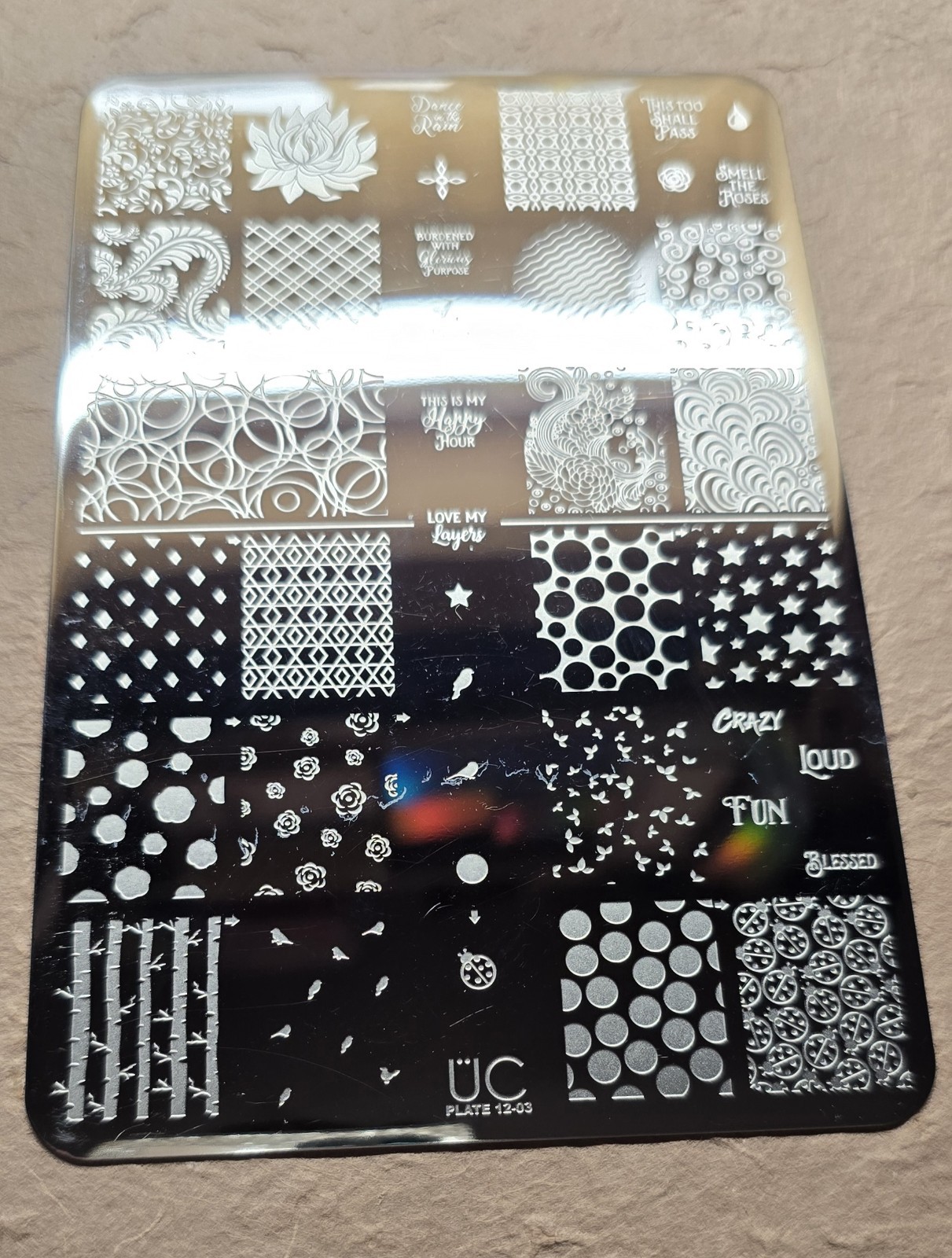 UBER CHIC UC 12-03 Nail Stamp Plate UberChic Floral Geometric Love Dance Swirl