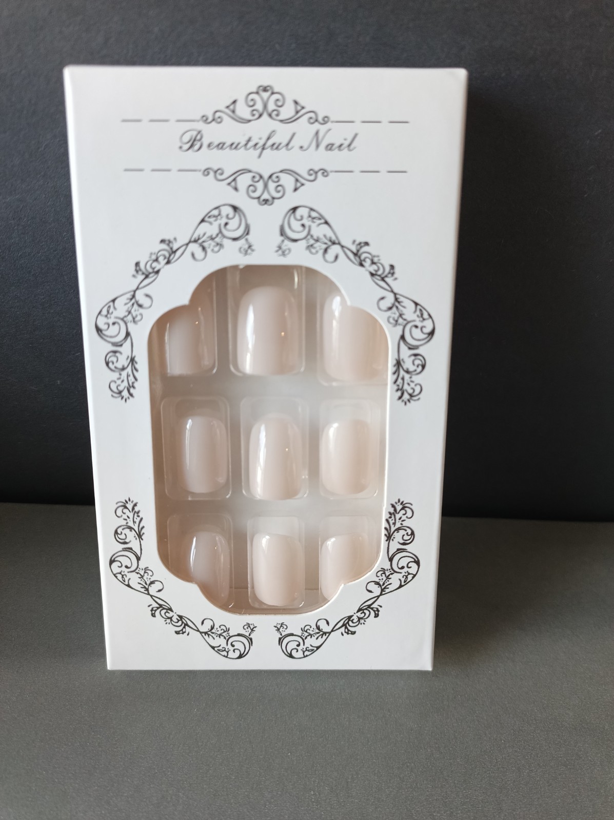 Milky White Press On Nails Glossy Nude Oval Round False Nails Full Cover 24pc