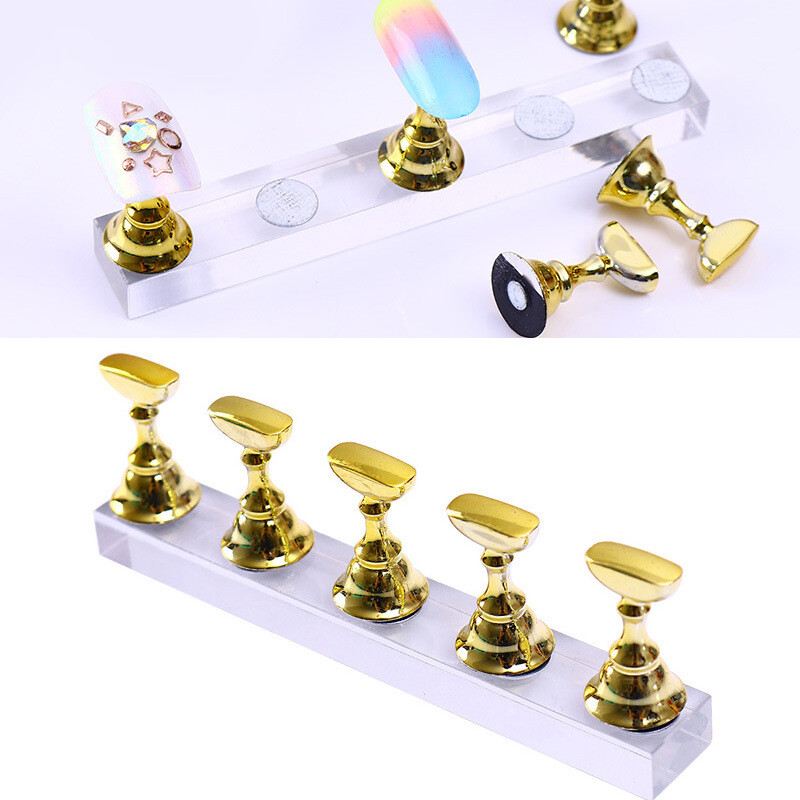 Crystal Magnetic Manicure Nail Art Practice Display Stand False Tip Holder Tool
