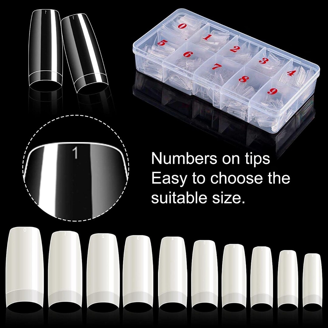 Kit De Uñas Acrilicas 1000 Pcs, 10 Tamaños Para Arte de uñasSalones Y Hogar DIY