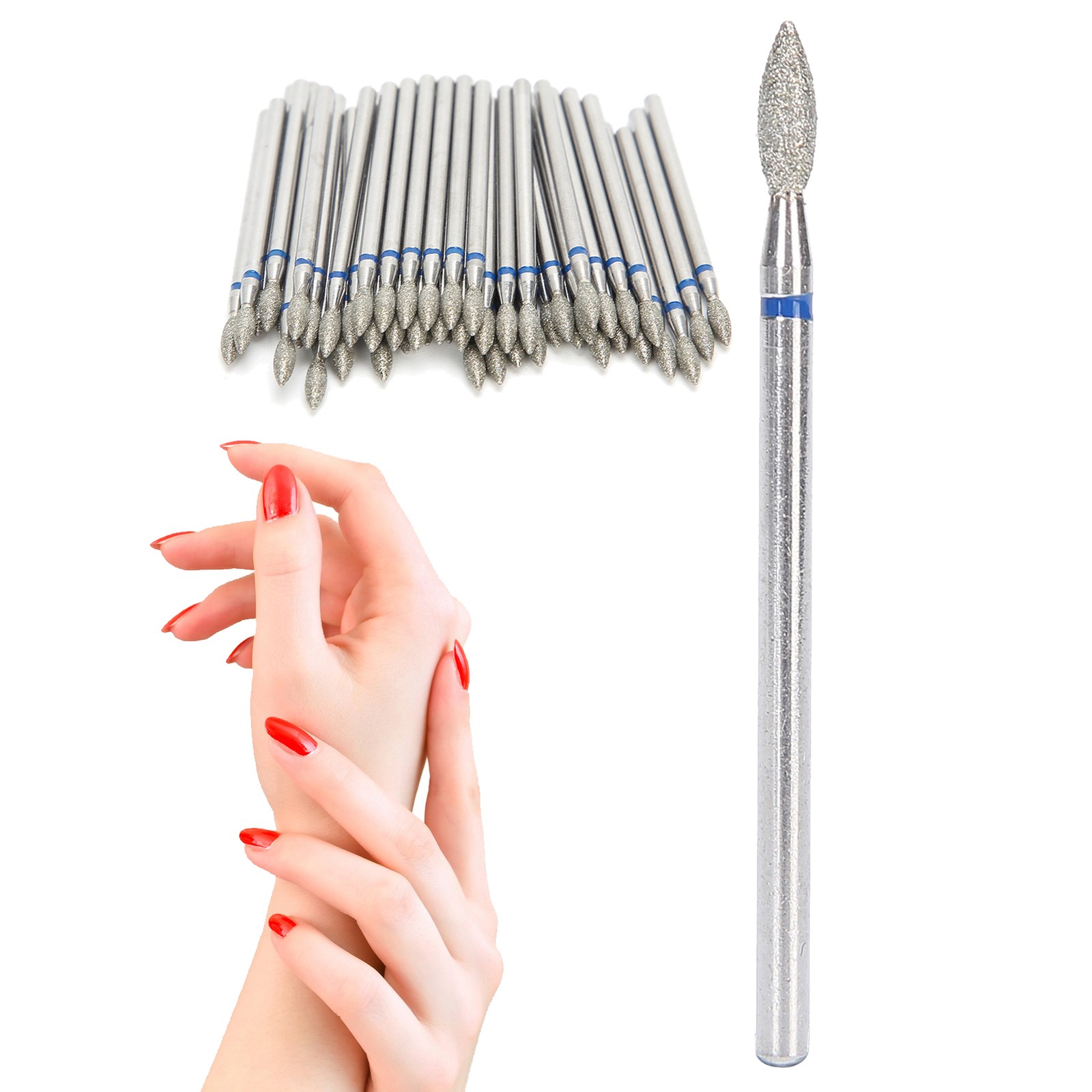 50pcs Nail Drill Bits Polishing Grind Head Manicure Tool (M-2.7mm)