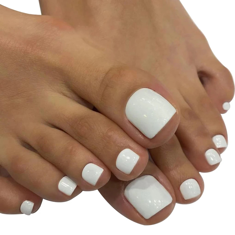 24 PCS Red/White/Black/Yellow/Wine Red Toenails Fake Toe Nails Natural