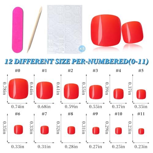 120pc Press on Toenails for Women Toe Press on Nails Short Fake Toe Nails Red